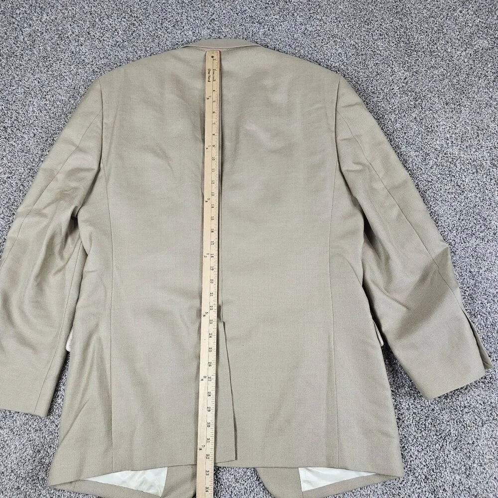 Jos A Bank Blazer Sport Coat Mens 44L Beige Wool Silk Blend Two Button Notch
